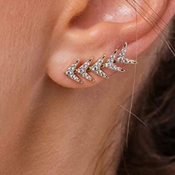 Gold over Sterling  Arrow Ear Climber Earrings - Picture 1 of 11